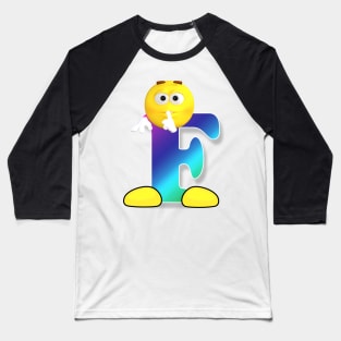 Letter F Alphabet Smiley Monogram Face Emoji Shirt for Men Women Kids Baseball T-Shirt